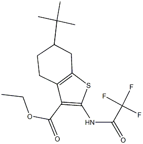 ethyl 6-tert-butyl-2-[(trifluoroacetyl)amino]-4,5,6,7-tetrahydro-1-benzothiophene-3-carboxylate Struktur