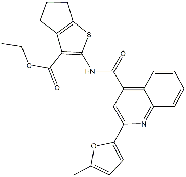 ethyl 2-({[2-(5-methyl-2-furyl)-4-quinolinyl]carbonyl}amino)-5,6-dihydro-4H-cyclopenta[b]thiophene-3-carboxylate Structure