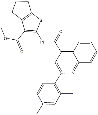 methyl 2-({[2-(2,4-dimethylphenyl)-4-quinolinyl]carbonyl}amino)-5,6-dihydro-4H-cyclopenta[b]thiophene-3-carboxylate Struktur