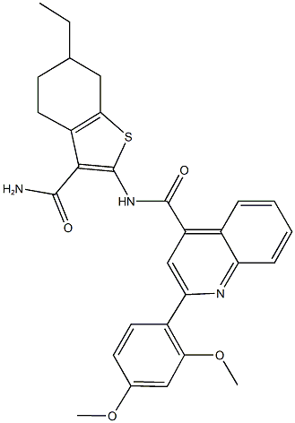 352682-88-3 N-[3-(aminocarbonyl)-6-ethyl-4,5,6,7-tetrahydro-1-benzothien-2-yl]-2-(2,4-dimethoxyphenyl)-4-quinolinecarboxamide