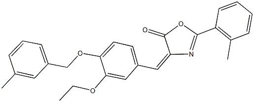 4-{3-ethoxy-4-[(3-methylbenzyl)oxy]benzylidene}-2-(2-methylphenyl)-1,3-oxazol-5(4H)-one Struktur