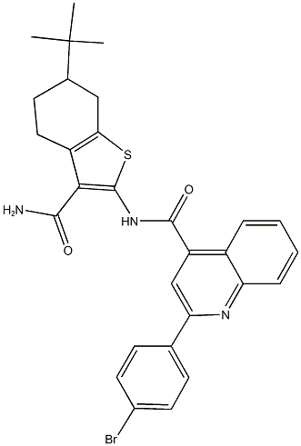 N-[3-(aminocarbonyl)-6-tert-butyl-4,5,6,7-tetrahydro-1-benzothien-2-yl]-2-(4-bromophenyl)-4-quinolinecarboxamide,352683-09-1,结构式