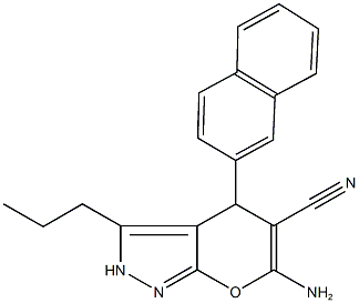 6-amino-4-(2-naphthyl)-3-propyl-2,4-dihydropyrano[2,3-c]pyrazole-5-carbonitrile Structure