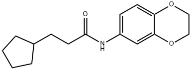 3-cyclopentyl-N-(2,3-dihydro-1,4-benzodioxin-6-yl)propanamide 结构式
