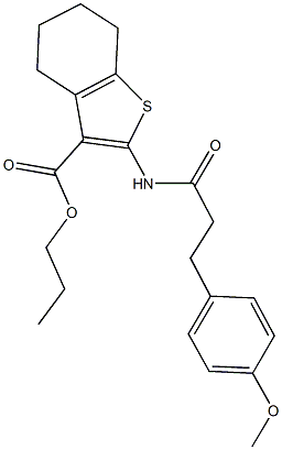 propyl 2-{[3-(4-methoxyphenyl)propanoyl]amino}-4,5,6,7-tetrahydro-1-benzothiophene-3-carboxylate 结构式