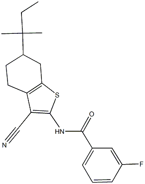 N-(3-cyano-6-tert-pentyl-4,5,6,7-tetrahydro-1-benzothien-2-yl)-3-fluorobenzamide Structure