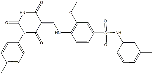 3-methoxy-N-(3-methylphenyl)-4-{[(1-(4-methylphenyl)-2,4,6-trioxotetrahydro-5(2H)-pyrimidinylidene)methyl]amino}benzenesulfonamide|