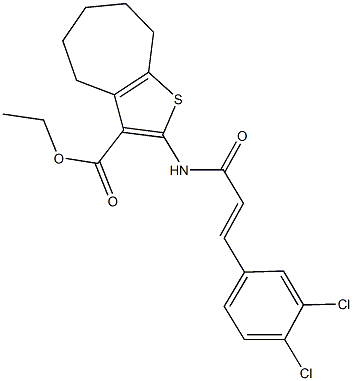 ethyl 2-{[3-(3,4-dichlorophenyl)acryloyl]amino}-5,6,7,8-tetrahydro-4H-cyclohepta[b]thiophene-3-carboxylate,352685-91-7,结构式