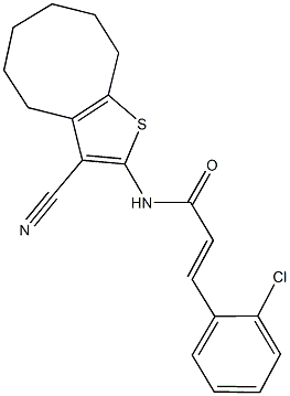 3-(2-chlorophenyl)-N-(3-cyano-4,5,6,7,8,9-hexahydrocycloocta[b]thien-2-yl)acrylamide 结构式