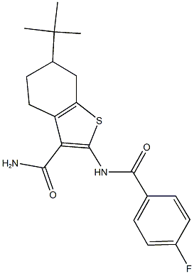 6-tert-butyl-2-[(4-fluorobenzoyl)amino]-4,5,6,7-tetrahydro-1-benzothiophene-3-carboxamide,352686-62-5,结构式