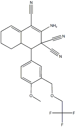 2-amino-4-{4-methoxy-3-[(2,2,2-trifluoroethoxy)methyl]phenyl}-4a,5,6,7-tetrahydro-1,3,3(4H)-naphthalenetricarbonitrile 化学構造式