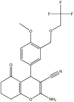 2-amino-4-{4-methoxy-3-[(2,2,2-trifluoroethoxy)methyl]phenyl}-5-oxo-5,6,7,8-tetrahydro-4H-chromene-3-carbonitrile,352686-98-7,结构式