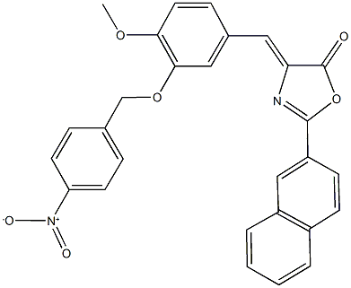 4-[3-({4-nitrobenzyl}oxy)-4-methoxybenzylidene]-2-(2-naphthyl)-1,3-oxazol-5(4H)-one 化学構造式