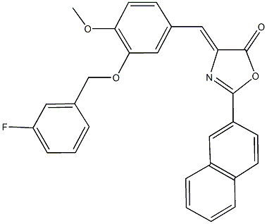 4-{3-[(3-fluorobenzyl)oxy]-4-methoxybenzylidene}-2-(2-naphthyl)-1,3-oxazol-5(4H)-one Structure