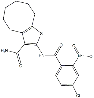 2-({4-chloro-2-nitrobenzoyl}amino)-4,5,6,7,8,9-hexahydrocycloocta[b]thiophene-3-carboxamide,352687-32-2,结构式