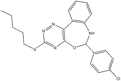 6-(4-chlorophenyl)-3-(pentylsulfanyl)-6,7-dihydro[1,2,4]triazino[5,6-d][3,1]benzoxazepine Structure