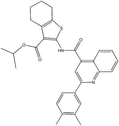 isopropyl 2-({[2-(3,4-dimethylphenyl)-4-quinolinyl]carbonyl}amino)-4,5,6,7-tetrahydro-1-benzothiophene-3-carboxylate Structure