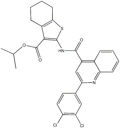isopropyl 2-({[2-(3,4-dichlorophenyl)-4-quinolinyl]carbonyl}amino)-4,5,6,7-tetrahydro-1-benzothiophene-3-carboxylate Struktur