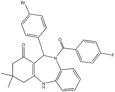 11-(4-bromophenyl)-10-(4-fluorobenzoyl)-3,3-dimethyl-2,3,4,5,10,11-hexahydro-1H-dibenzo[b,e][1,4]diazepin-1-one Structure