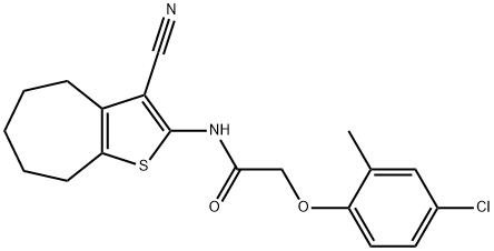 2-(4-chloro-2-methylphenoxy)-N-(3-cyano-5,6,7,8-tetrahydro-4H-cyclohepta[b]thien-2-yl)acetamide,352687-57-1,结构式