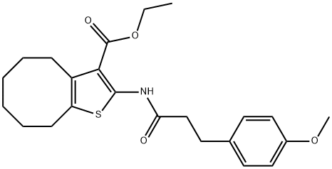 ethyl 2-{[3-(4-methoxyphenyl)propanoyl]amino}-4,5,6,7,8,9-hexahydrocycloocta[b]thiophene-3-carboxylate Struktur