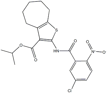 isopropyl 2-({5-chloro-2-nitrobenzoyl}amino)-5,6,7,8-tetrahydro-4H-cyclohepta[b]thiophene-3-carboxylate 结构式