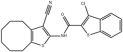 3-chloro-N-(3-cyano-4,5,6,7,8,9-hexahydrocycloocta[b]thien-2-yl)-1-benzothiophene-2-carboxamide 化学構造式