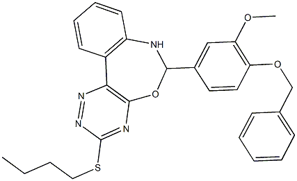 6-[4-(benzyloxy)-3-methoxyphenyl]-3-(butylsulfanyl)-6,7-dihydro[1,2,4]triazino[5,6-d][3,1]benzoxazepine,352687-74-2,结构式