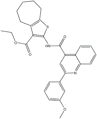 ethyl 2-({[2-(3-methoxyphenyl)-4-quinolinyl]carbonyl}amino)-5,6,7,8-tetrahydro-4H-cyclohepta[b]thiophene-3-carboxylate Structure