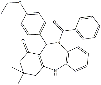 10-benzoyl-11-(4-ethoxyphenyl)-3,3-dimethyl-2,3,4,5,10,11-hexahydro-1H-dibenzo[b,e][1,4]diazepin-1-one Structure