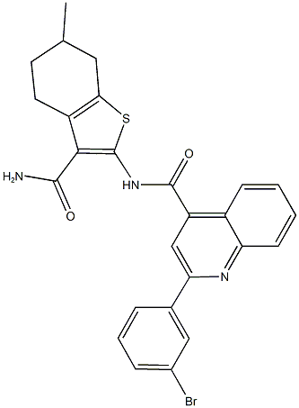 N-[3-(aminocarbonyl)-6-methyl-4,5,6,7-tetrahydro-1-benzothien-2-yl]-2-(3-bromophenyl)-4-quinolinecarboxamide Struktur
