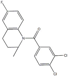 1-(3,4-dichlorobenzoyl)-6-fluoro-2-methyl-1,2,3,4-tetrahydroquinoline 化学構造式