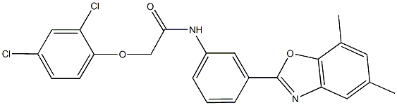 2-(2,4-dichlorophenoxy)-N-[3-(5,7-dimethyl-1,3-benzoxazol-2-yl)phenyl]acetamide Structure