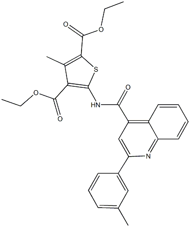 diethyl 3-methyl-5-({[2-(3-methylphenyl)-4-quinolinyl]carbonyl}amino)-2,4-thiophenedicarboxylate,352689-18-0,结构式