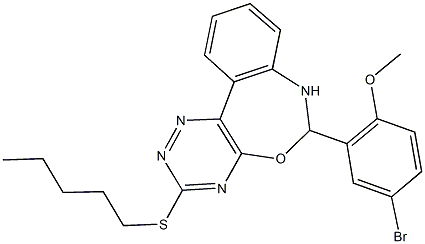 4-bromo-2-[3-(pentylsulfanyl)-6,7-dihydro[1,2,4]triazino[5,6-d][3,1]benzoxazepin-6-yl]phenyl methyl ether Structure