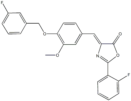 4-{4-[(3-fluorobenzyl)oxy]-3-methoxybenzylidene}-2-(2-fluorophenyl)-1,3-oxazol-5(4H)-one Structure