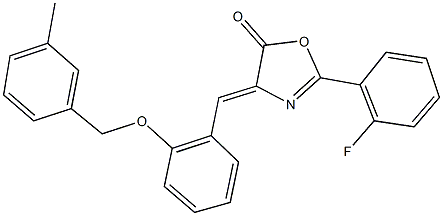 2-(2-fluorophenyl)-4-{2-[(3-methylbenzyl)oxy]benzylidene}-1,3-oxazol-5(4H)-one Struktur