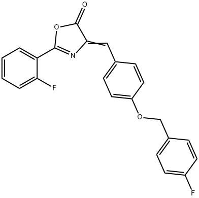 4-{4-[(4-fluorobenzyl)oxy]benzylidene}-2-(2-fluorophenyl)-1,3-oxazol-5(4H)-one Struktur