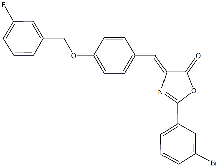 2-(3-bromophenyl)-4-{4-[(3-fluorobenzyl)oxy]benzylidene}-1,3-oxazol-5(4H)-one Structure