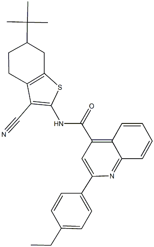 N-(6-tert-butyl-3-cyano-4,5,6,7-tetrahydro-1-benzothien-2-yl)-2-(4-ethylphenyl)-4-quinolinecarboxamide 结构式