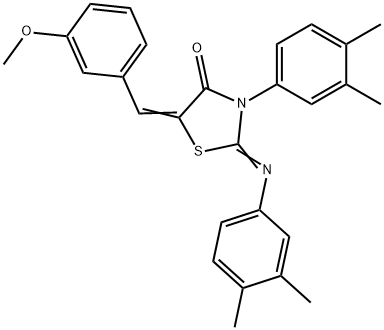 3-(3,4-dimethylphenyl)-2-[(3,4-dimethylphenyl)imino]-5-(3-methoxybenzylidene)-1,3-thiazolidin-4-one,352691-19-1,结构式