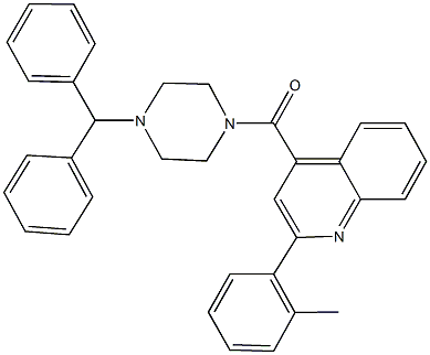 4-[(4-benzhydryl-1-piperazinyl)carbonyl]-2-(2-methylphenyl)quinoline 化学構造式