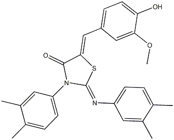 3-(3,4-dimethylphenyl)-2-[(3,4-dimethylphenyl)imino]-5-(4-hydroxy-3-methoxybenzylidene)-1,3-thiazolidin-4-one 结构式