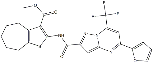 methyl 2-({[5-(2-furyl)-7-(trifluoromethyl)pyrazolo[1,5-a]pyrimidin-2-yl]carbonyl}amino)-5,6,7,8-tetrahydro-4H-cyclohepta[b]thiophene-3-carboxylate|