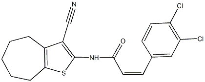 N-(3-cyano-5,6,7,8-tetrahydro-4H-cyclohepta[b]thien-2-yl)-3-(3,4-dichlorophenyl)acrylamide 结构式