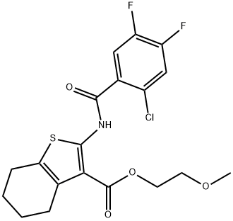 2-methoxyethyl 2-[(2-chloro-4,5-difluorobenzoyl)amino]-4,5,6,7-tetrahydro-1-benzothiophene-3-carboxylate Structure