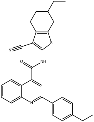 N-(3-cyano-6-ethyl-4,5,6,7-tetrahydro-1-benzothien-2-yl)-2-(4-ethylphenyl)-4-quinolinecarboxamide 化学構造式