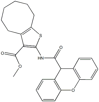methyl 2-[(9H-xanthen-9-ylcarbonyl)amino]-4,5,6,7,8,9-hexahydrocycloocta[b]thiophene-3-carboxylate,352692-83-2,结构式