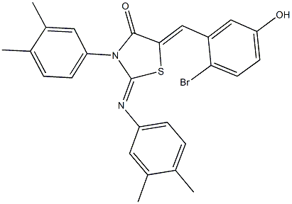 5-(2-bromo-5-hydroxybenzylidene)-3-(3,4-dimethylphenyl)-2-[(3,4-dimethylphenyl)imino]-1,3-thiazolidin-4-one Struktur