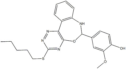 2-methoxy-4-[3-(pentylsulfanyl)-6,7-dihydro[1,2,4]triazino[5,6-d][3,1]benzoxazepin-6-yl]phenol Structure